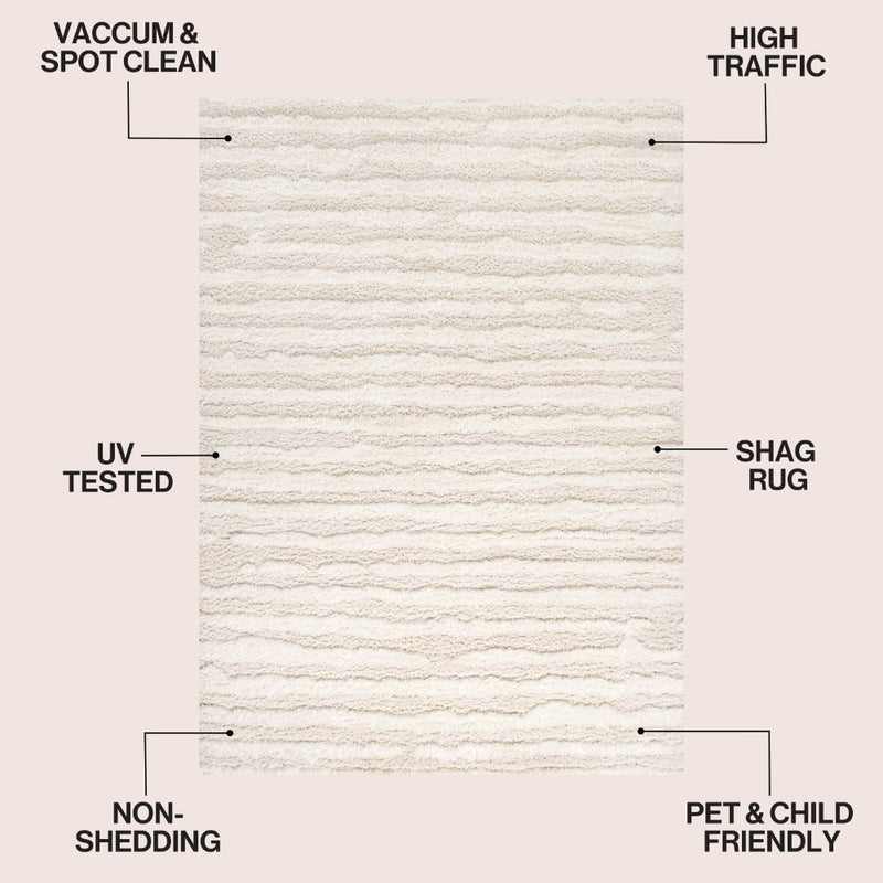 Sans Distressed Linear Stripe High-low Shag Area Rug