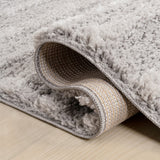 Sans Distressed Linear Stripe High-low Shag Area Rug
