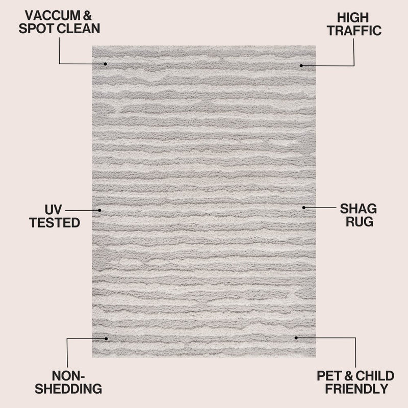 Sans Distressed Linear Stripe High-low Shag Area Rug
