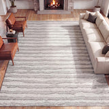 Sans Distressed Linear Stripe High-low Shag Area Rug