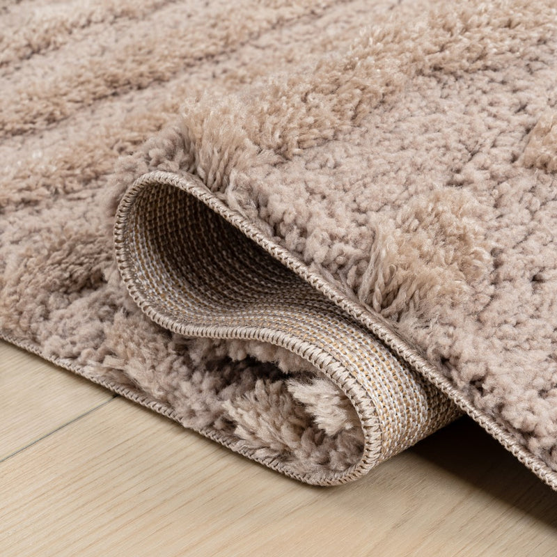 Sans Distressed Linear Stripe High-low Shag Area Rug