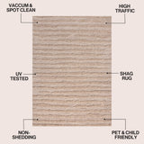 Sans Distressed Linear Stripe High-low Shag Area Rug