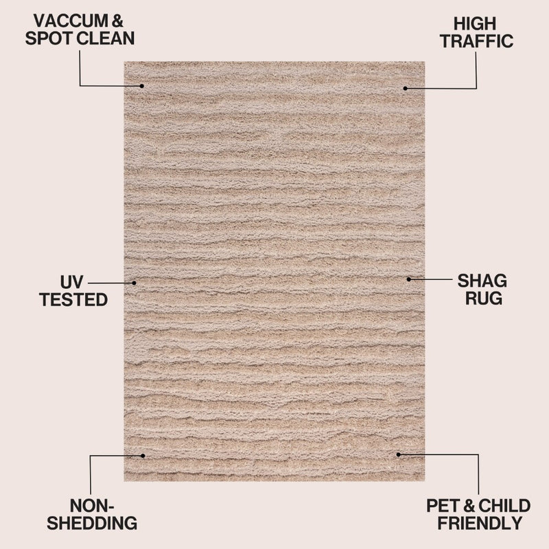 Sans Distressed Linear Stripe High-low Shag Area Rug
