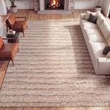 Sans Distressed Linear Stripe High-low Shag Area Rug