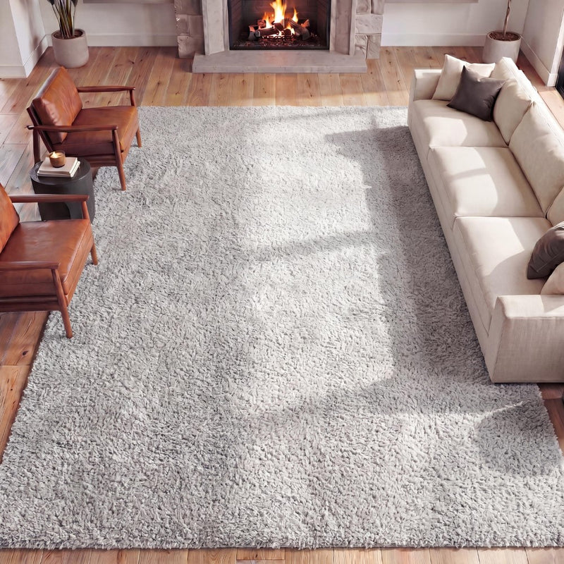 Guy Modern Luxe Solid High-pile Shag Area Rug