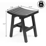Tamlyn 15.75" Traditional Classic Slatted Solid Acacia Wood Indoor/Outdoor Shower Stool