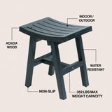 Tamlyn 15.75" Traditional Classic Slatted Solid Acacia Wood Indoor/Outdoor Shower Stool