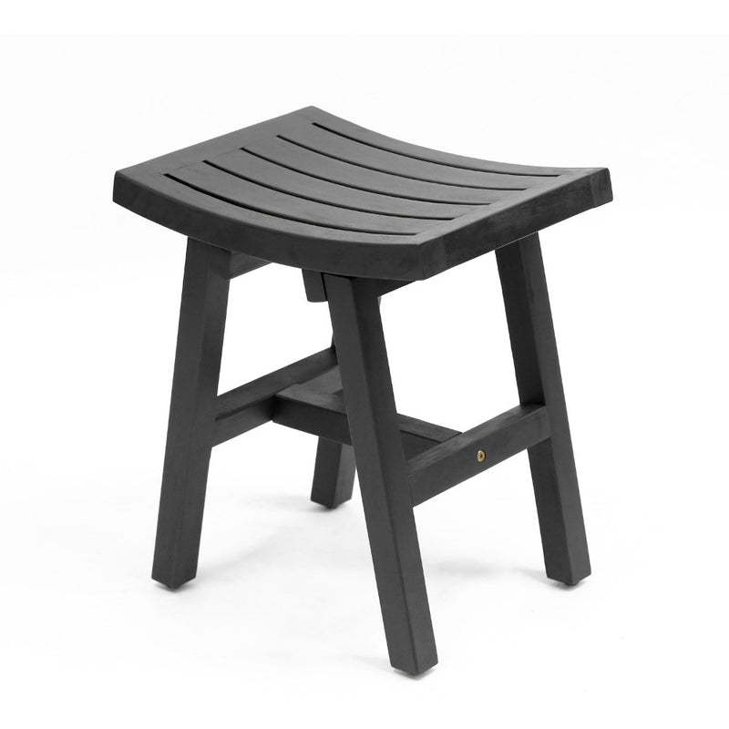 Tamlyn 15.75" Traditional Classic Slatted Solid Acacia Wood Indoor/Outdoor Shower Stool