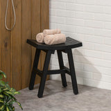 Tamlyn 15.75" Traditional Classic Slatted Solid Acacia Wood Indoor/Outdoor Shower Stool