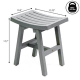 Tamlyn 15.75" Traditional Classic Slatted Solid Acacia Wood Indoor/Outdoor Shower Stool