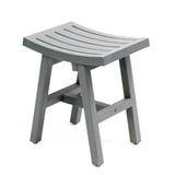 Tamlyn 15.75" Traditional Classic Slatted Solid Acacia Wood Indoor/Outdoor Shower Stool