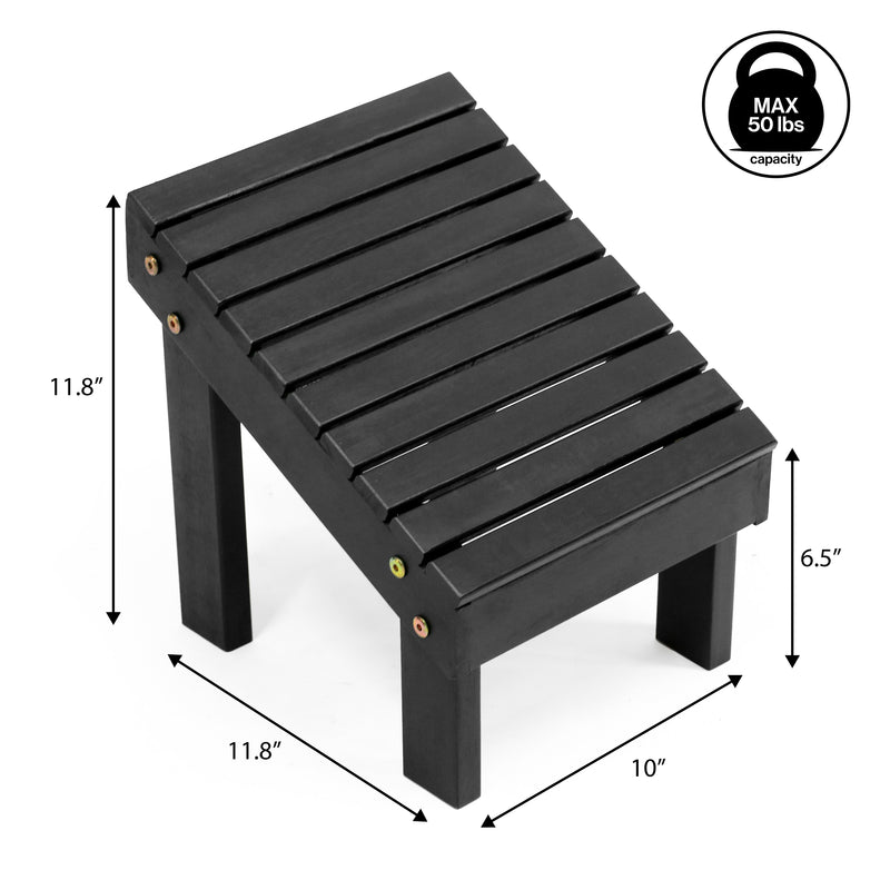 Saru 11.8" Traditional Classic Solid Acacia Wood Shower Shaving Foot Stool