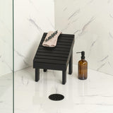Saru 11.8" Traditional Classic Solid Acacia Wood Shower Shaving Foot Stool