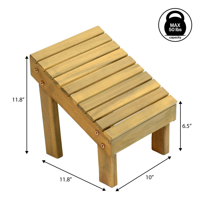 Saru 11.8" Traditional Classic Solid Acacia Wood Shower Shaving Foot Stool
