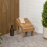 Saru 11.8" Traditional Classic Solid Acacia Wood Shower Shaving Foot Stool