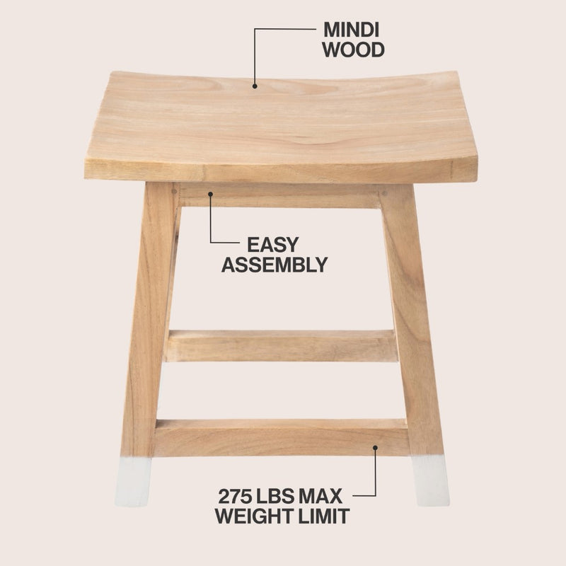 finesse-18-3-classic-casual-handcrafted-solid-mindi-wood-accent-stool-with-tipped-legs