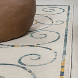 Danae Classic Cottage Filigree Scroll Reversible Machine-Washable Indoor/Outdoor Area Rug