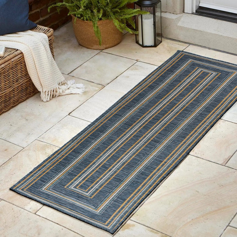 Argo Classic Nautical Mitre Stripe Reversible Machine-Washable Indoor/Outdoor Area Rug