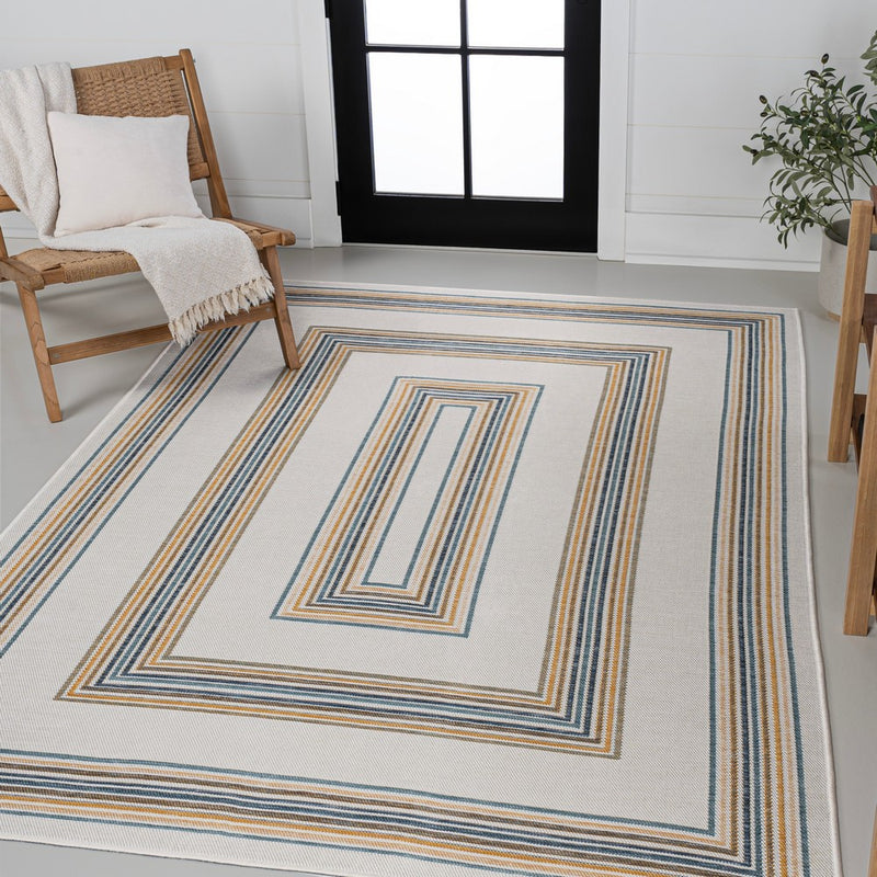 Argo Classic Nautical Mitre Stripe Reversible Machine-Washable Indoor/Outdoor Area Rug