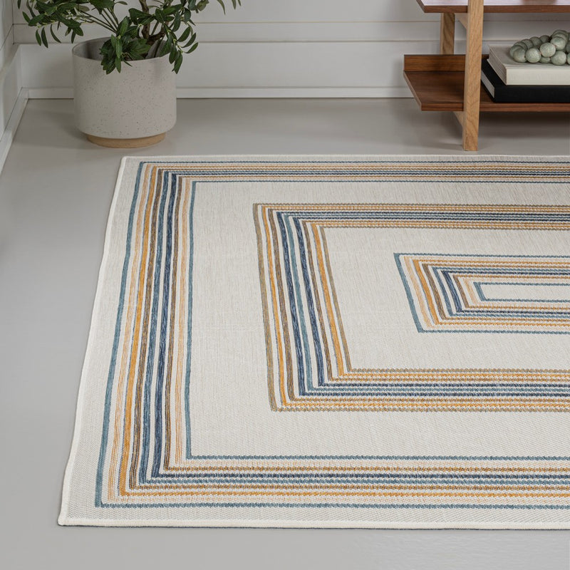 Argo Classic Nautical Mitre Stripe Reversible Machine-Washable Indoor/Outdoor Area Rug