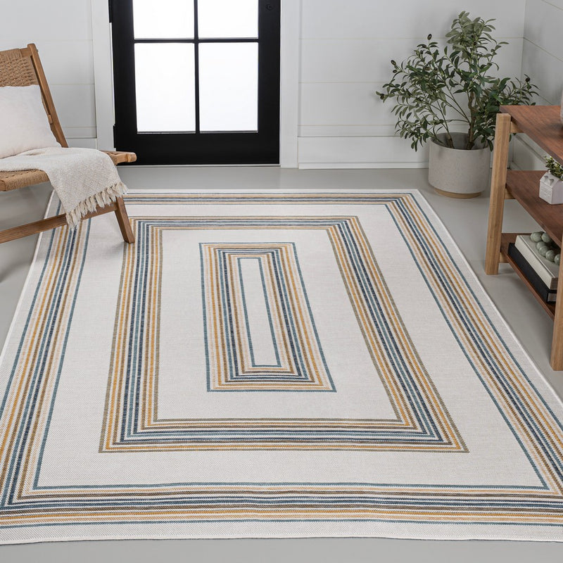 Argo Classic Nautical Mitre Stripe Reversible Machine-Washable Indoor/Outdoor Area Rug