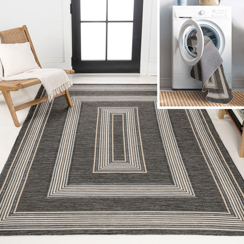 Argo Classic Nautical Mitre Stripe Reversible Machine-Washable Indoor/Outdoor Area Rug