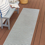 Damon Classic Coastal Pinstripe Reversible Machine-Washable Indoor/Outdoor Area Rug