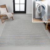Damon Classic Coastal Pinstripe Reversible Machine-Washable Indoor/Outdoor Area Rug