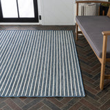 Damon Classic Coastal Pinstripe Reversible Machine-Washable Indoor/Outdoor Area Rug