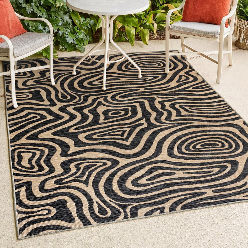 Eryx Modern Bohemian Abstract Organic Reversible Machine-Washable Indoor/Outdoor Area Rug