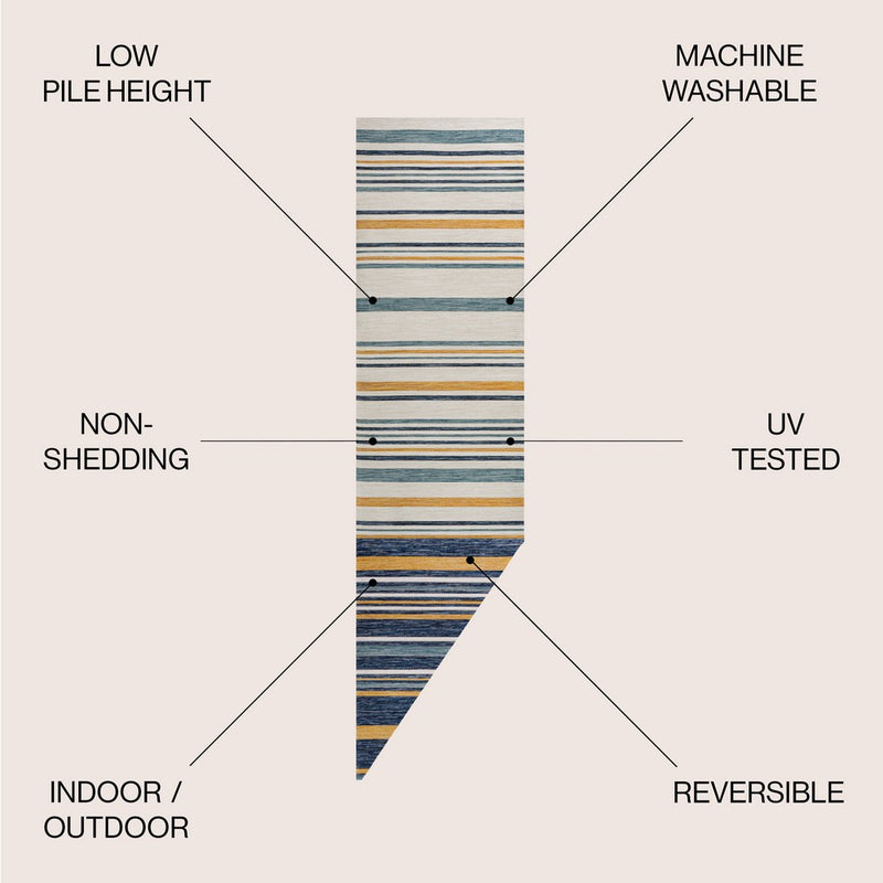 Janus Classic Coastal Ticking Stripe Reversible Machine-Washable Indoor/Outdoor Area Rug