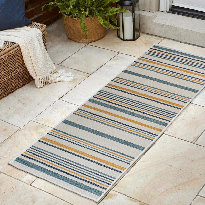 Janus Classic Coastal Ticking Stripe Reversible Machine-Washable Indoor/Outdoor Area Rug