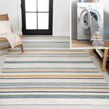 Janus Classic Coastal Ticking Stripe Reversible Machine-Washable Indoor/Outdoor Area Rug