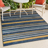 Janus Classic Coastal Ticking Stripe Reversible Machine-Washable Indoor/Outdoor Area Rug