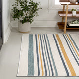 Janus Classic Coastal Ticking Stripe Reversible Machine-Washable Indoor/Outdoor Area Rug