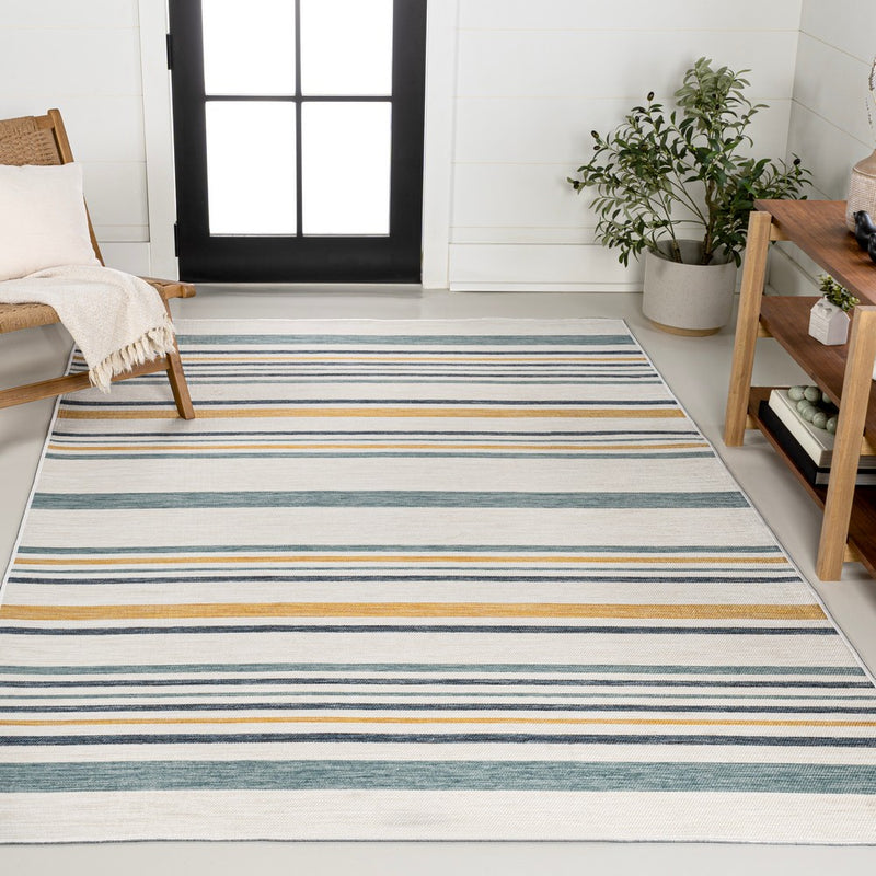 Janus Classic Coastal Ticking Stripe Reversible Machine-Washable Indoor/Outdoor Area Rug