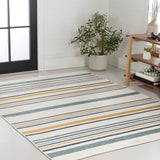 Janus Classic Coastal Ticking Stripe Reversible Machine-Washable Indoor/Outdoor Area Rug