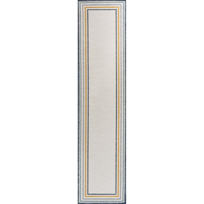Pollux Classic Coastal Mitred Stripe Reversible Machine-Washable Indoor/Outdoor Area Rug