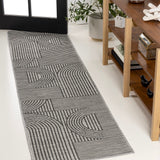 Zephyr Mid-Century Modern Arch Stripe Reversible Machine-Washable Indoor/Outdoor Area Rug