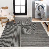 Zephyr Mid-Century Modern Arch Stripe Reversible Machine-Washable Indoor/Outdoor Area Rug