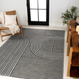 Zephyr Mid-Century Modern Arch Stripe Reversible Machine-Washable Indoor/Outdoor Area Rug