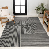 Zephyr Mid-Century Modern Arch Stripe Reversible Machine-Washable Indoor/Outdoor Area Rug