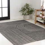 Zephyr Mid-Century Modern Arch Stripe Reversible Machine-Washable Indoor/Outdoor Area Rug