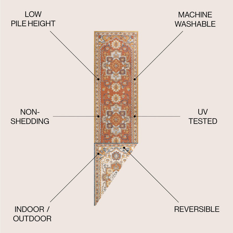 Bijan Traditional Vintage Medallion Reversible Machine-Washable Indoor/Outdoor Area Rug