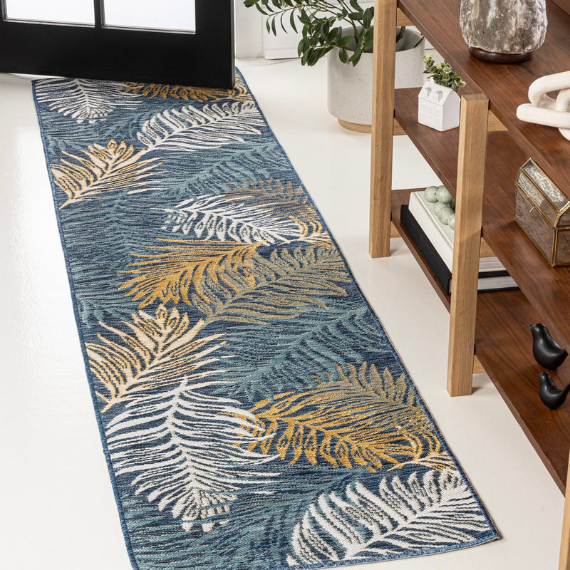 Calypso Coastal Casual Palm Frond Reversible Machine-Washable Indoor/Outdoor Area Rug