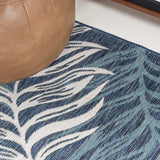 Calypso Coastal Casual Palm Frond Reversible Machine-Washable Indoor/Outdoor Area Rug
