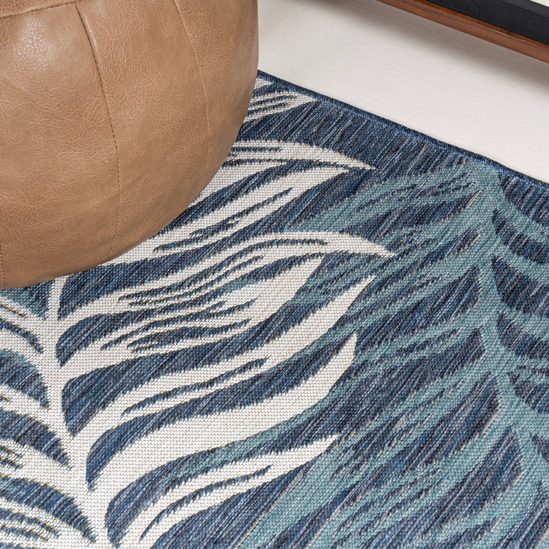 Calypso Coastal Casual Palm Frond Reversible Machine-Washable Indoor/Outdoor Area Rug