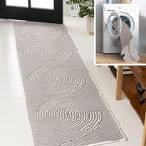 Arielle Mid-Century Modern Curve Stripe Reversible Machine-Washable Indoor/Outdoor Area Rug