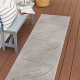 Arielle Mid-Century Modern Curve Stripe Reversible Machine-Washable Indoor/Outdoor Area Rug