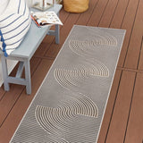 Arielle Mid-Century Modern Curve Stripe Reversible Machine-Washable Indoor/Outdoor Area Rug